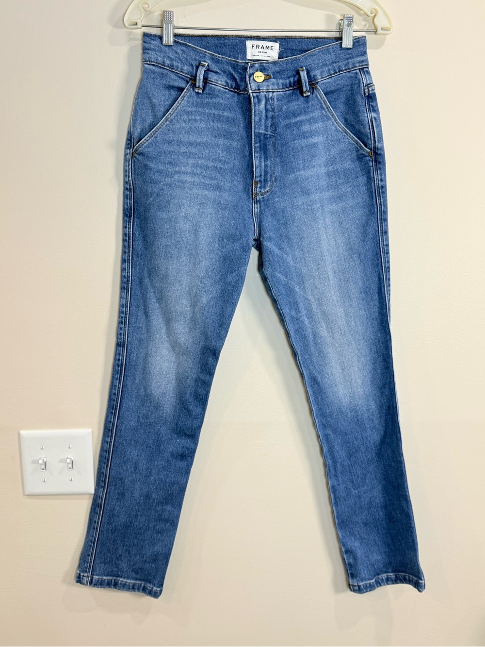 🔥Frame Denim Women’s Blue Slim Straight Jeans Size 27 EC🔥
